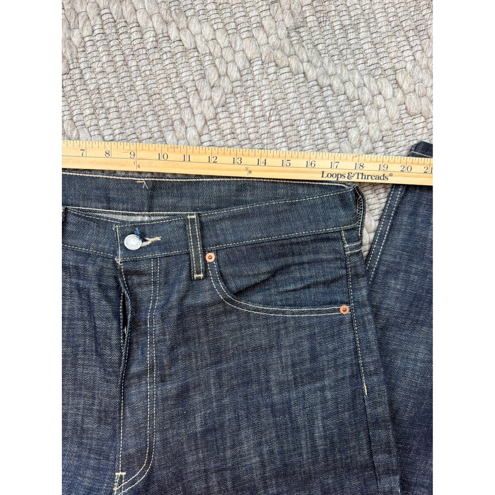 Levis 501 Original Straight Jeans Mens 34x34 Dark Indigo Rigid Cotton Button Fly - Picture 7 of 8